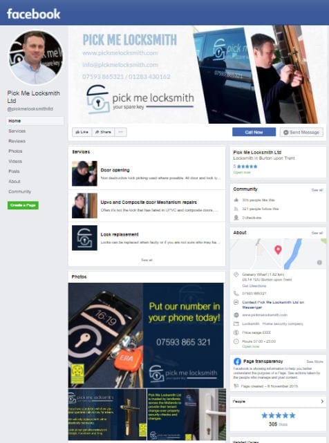 Find Pick Me Locksmith on Facebook Link