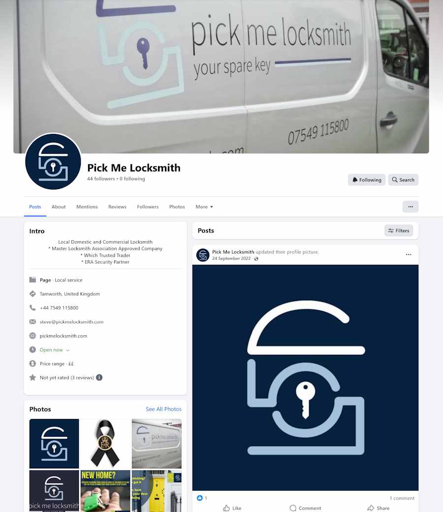 Pick Me Locksmith Steve Facebook page link