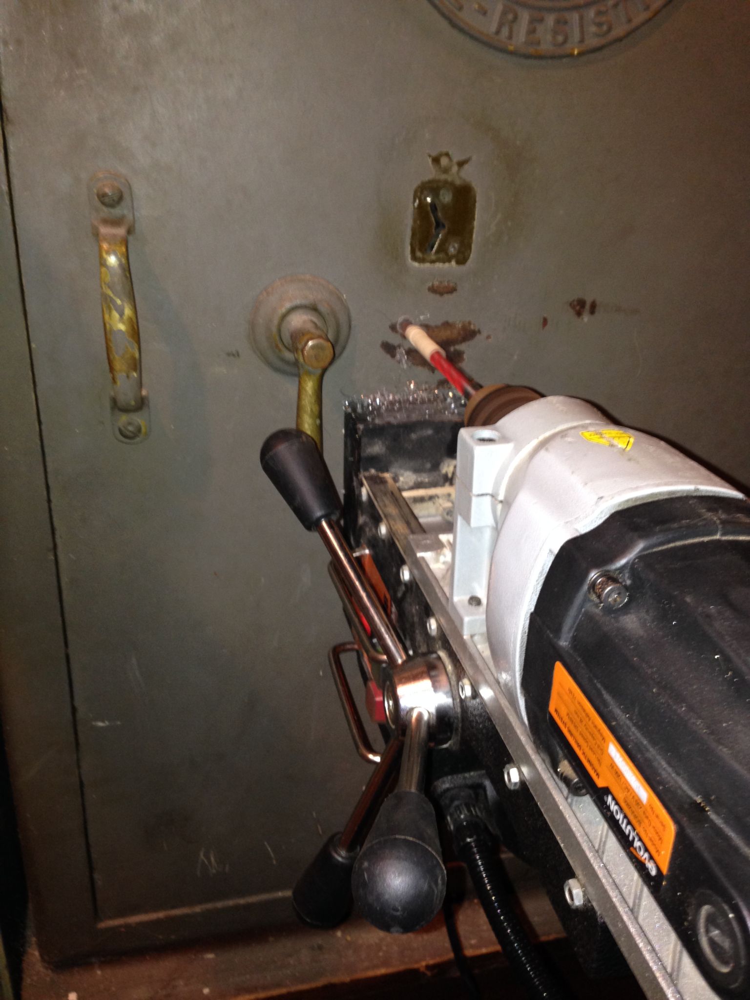 Safe opening locksmiths Safes being opened by drilling by Pick Me Locksmith ltd